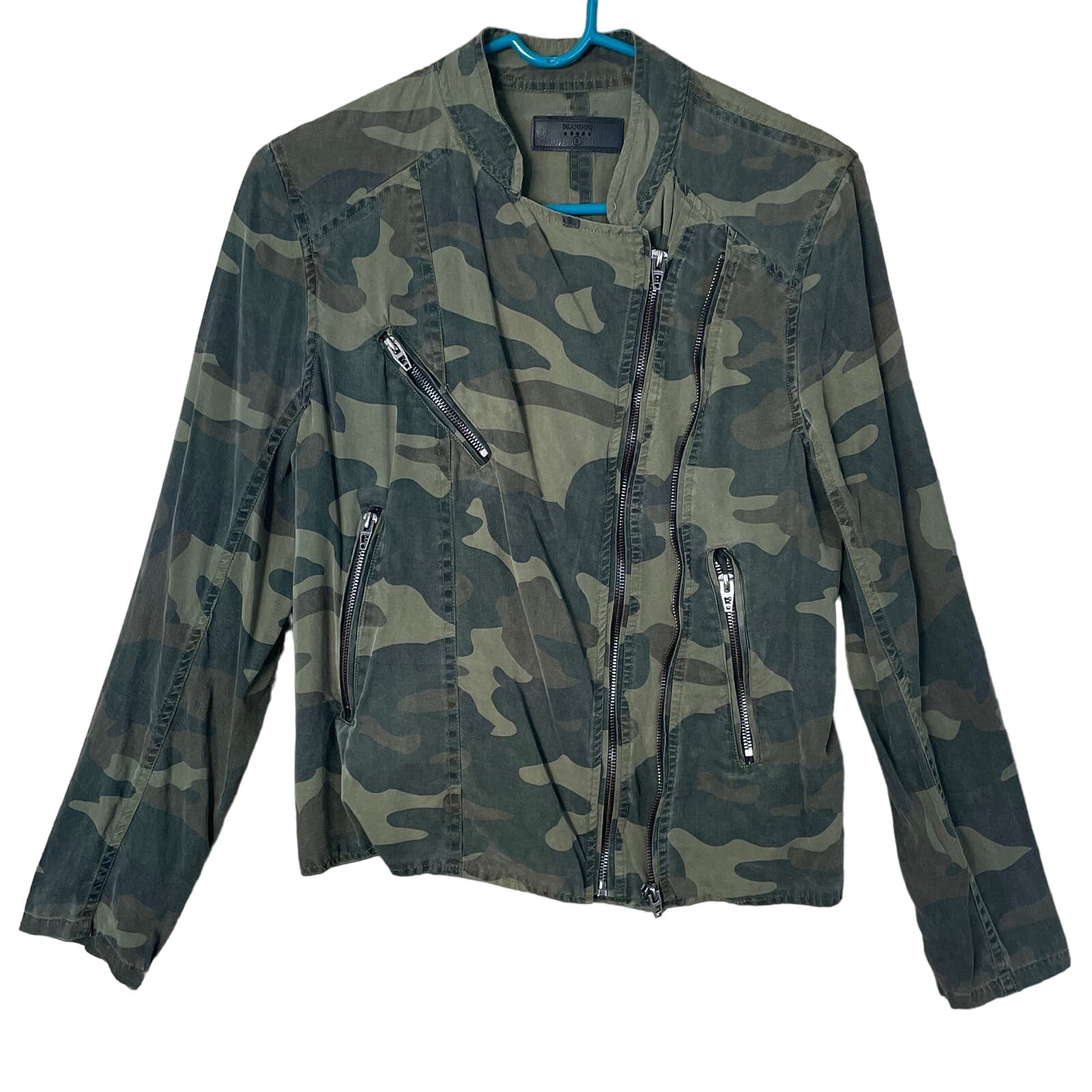 Blanknyc Green Camo Lightweight Moto Jacket Asymmetrical Zip Size Small